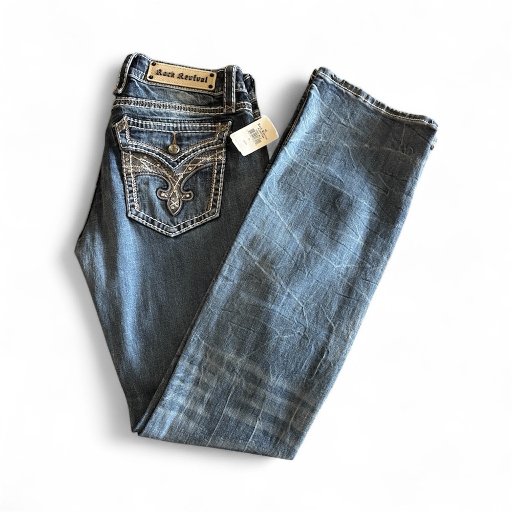 Rock Revival Indigo Denim with Embroidered Pockets